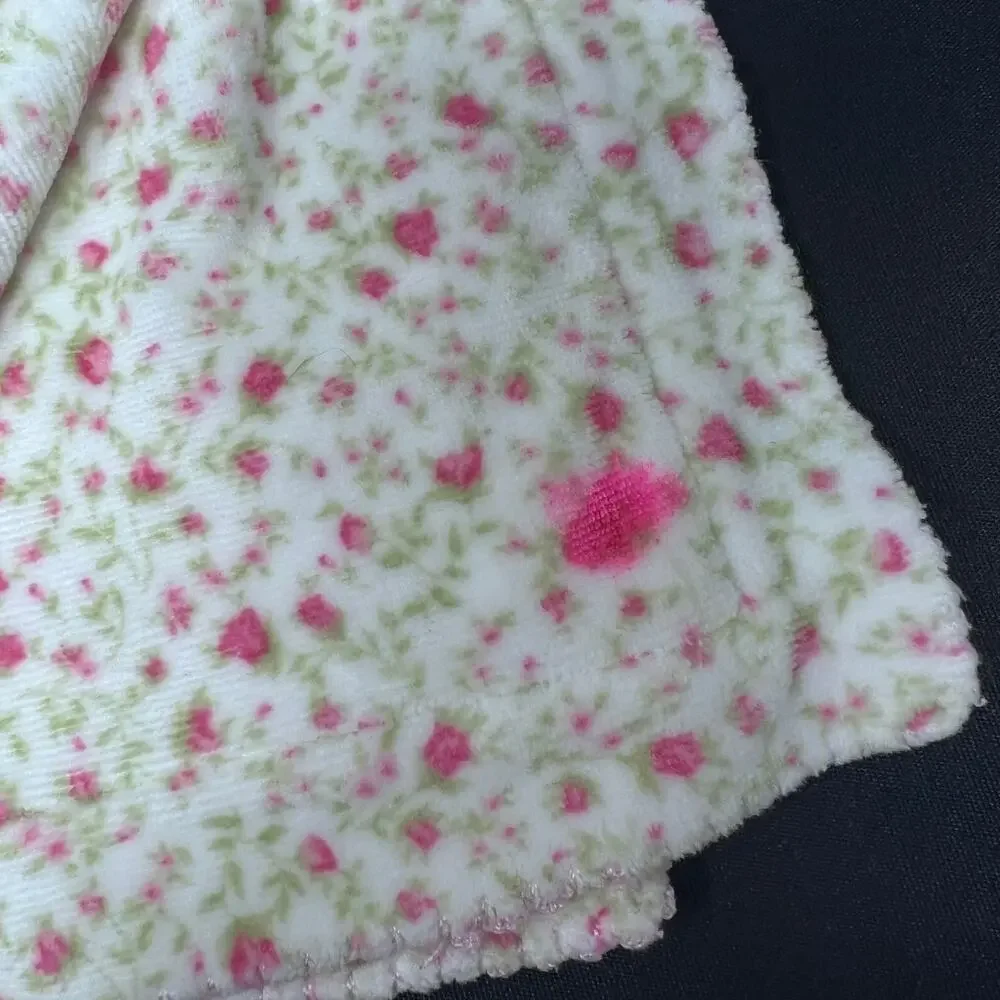 Little‎ Me Floral Blanket Reversible Velour Bow White Pink Receiving Lovey Throw